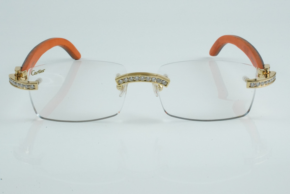White Round Moissanite Diamond Carti Orange and Black Woods ( Crystal Clear Tint)