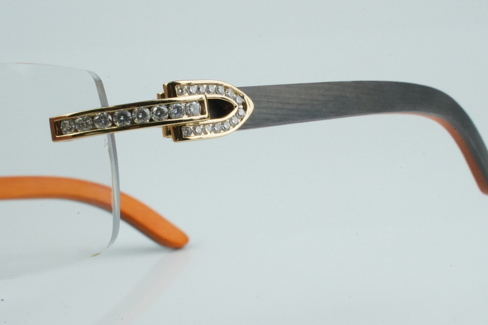 White Round Moissanite Diamond Carti Orange and Black Woods ( Crystal Clear Tint)