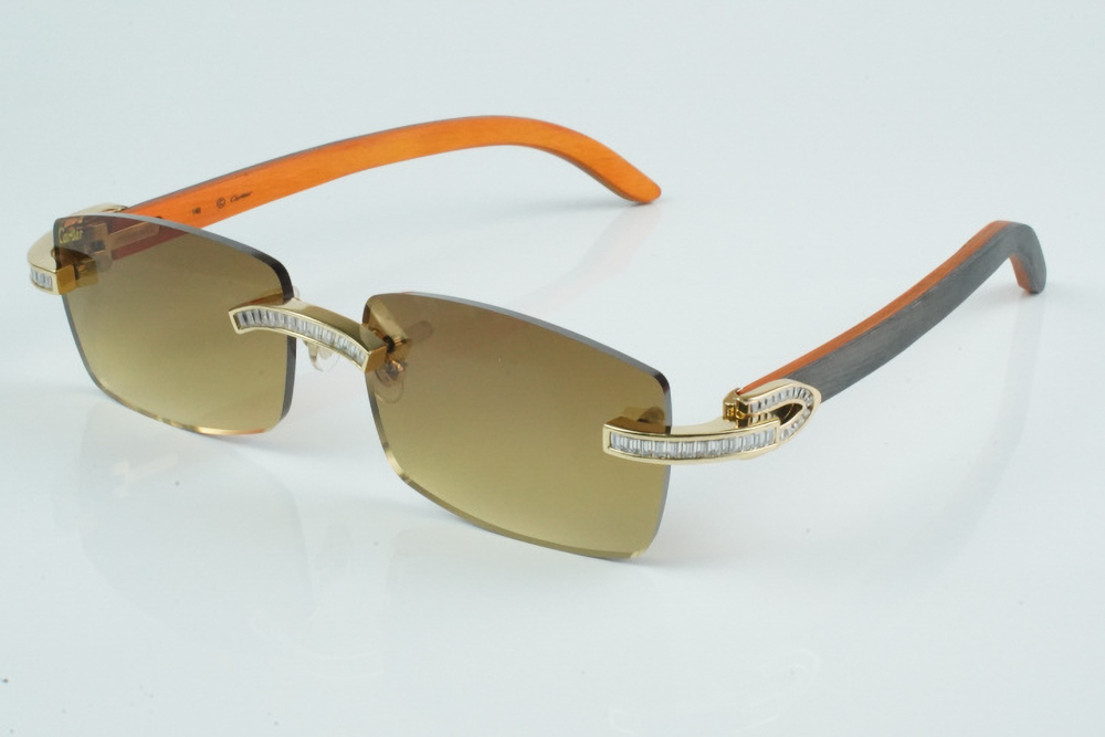 White Baguette Moissanite Diamond Carti Orange and Black Woods ( Brown Tint)
