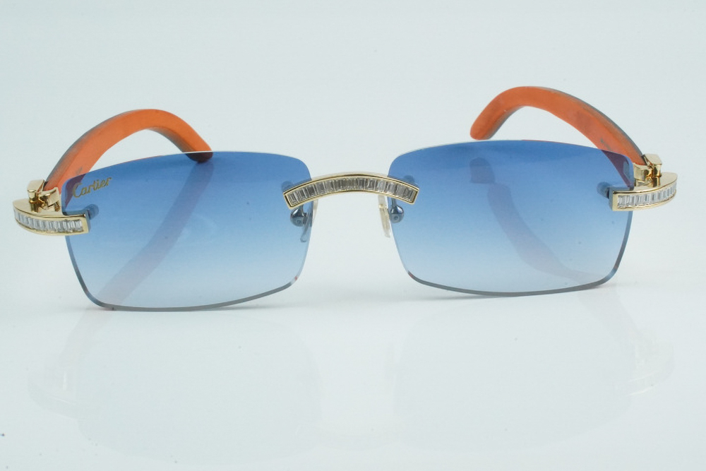 White Baguette Moissanite Diamond Carti Orange and Black Woods ( Blue Tint)