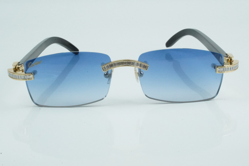 White Baguette Moissanite Diamond Carti All Black Buffs (Blue Tint)