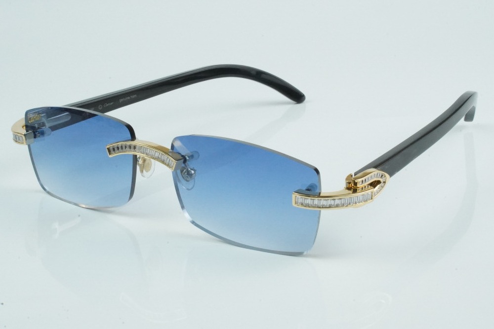 White Baguette Moissanite Diamond Carti All Black Buffs (Blue Tint)