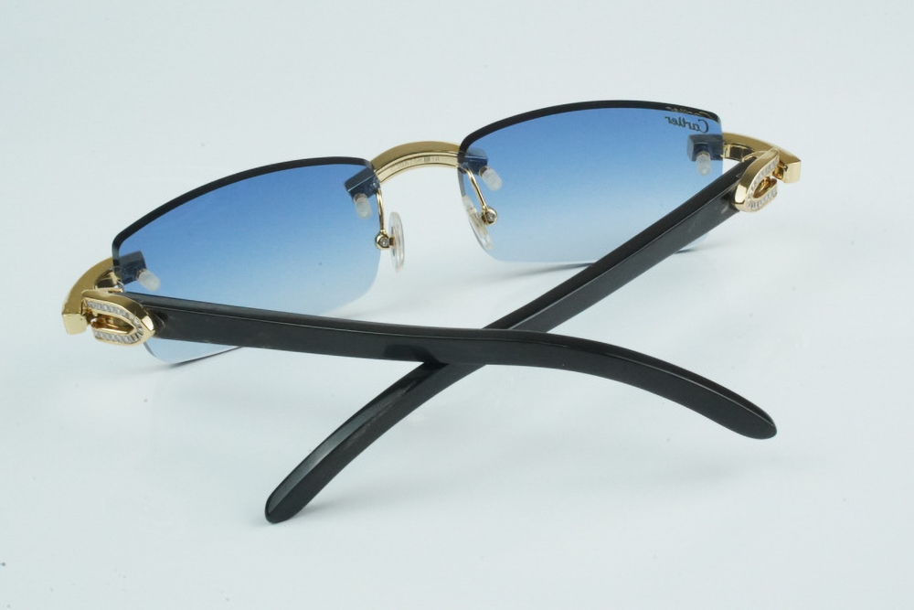 White Baguette Moissanite Diamond Carti All Black Buffs (Blue Tint)