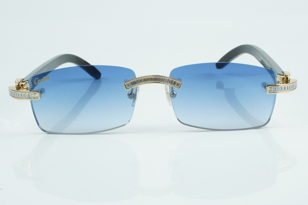 White Baguette Moissanite Diamond Carti Mixed Black Buffs (Blue Tint)