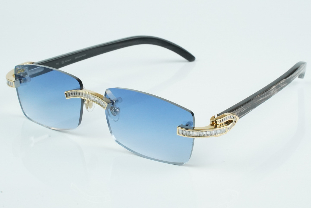 White Baguette Moissanite Diamond Carti Mixed Black Buffs (Blue Tint)