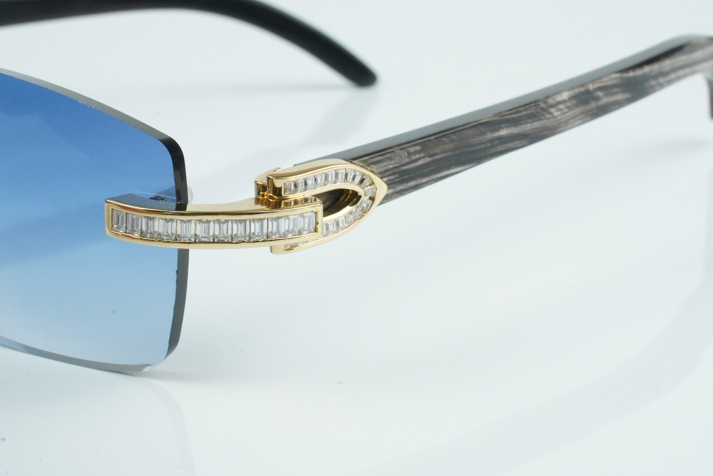 White Baguette Moissanite Diamond Carti Mixed Black Buffs (Blue Tint)
