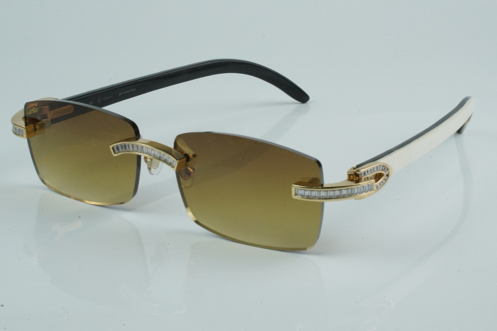 White Baguette Moissanite Diamond Carti White and Black Buffs (Brown Tint)