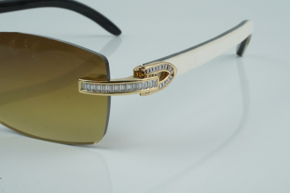 White Baguette Moissanite Diamond Carti White and Black Buffs (Brown Tint)