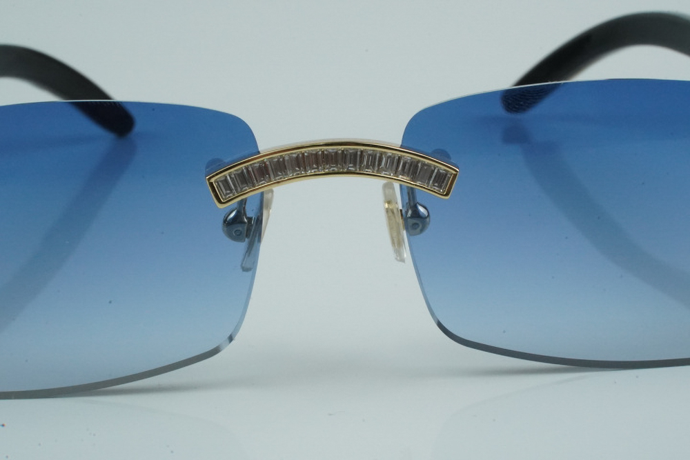 White Baguette Moissanite Diamond Carti White and Black Buffs (Blue Tint)
