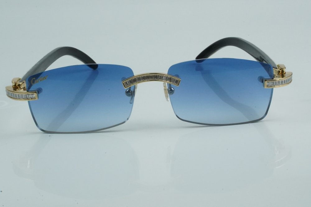 White Baguette Moissanite Diamond Carti White and Black Buffs (Blue Tint)