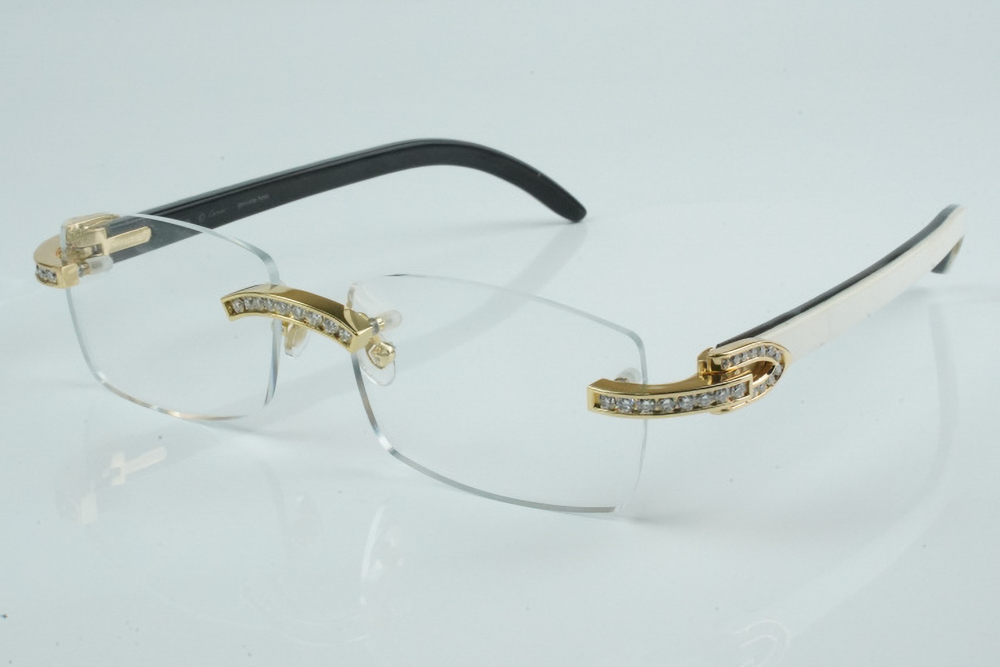 White Round Moissanite Diamond Carti White and Black Buffs (Crystal Clear Tint)