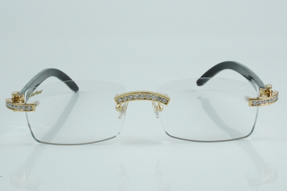 White Round Moissanite Diamond Carti White and Black Buffs (Crystal Clear Tint)