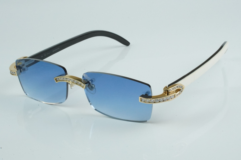 White Round Moissanite Diamond Carti White and Black Buffs (Blue Tint)
