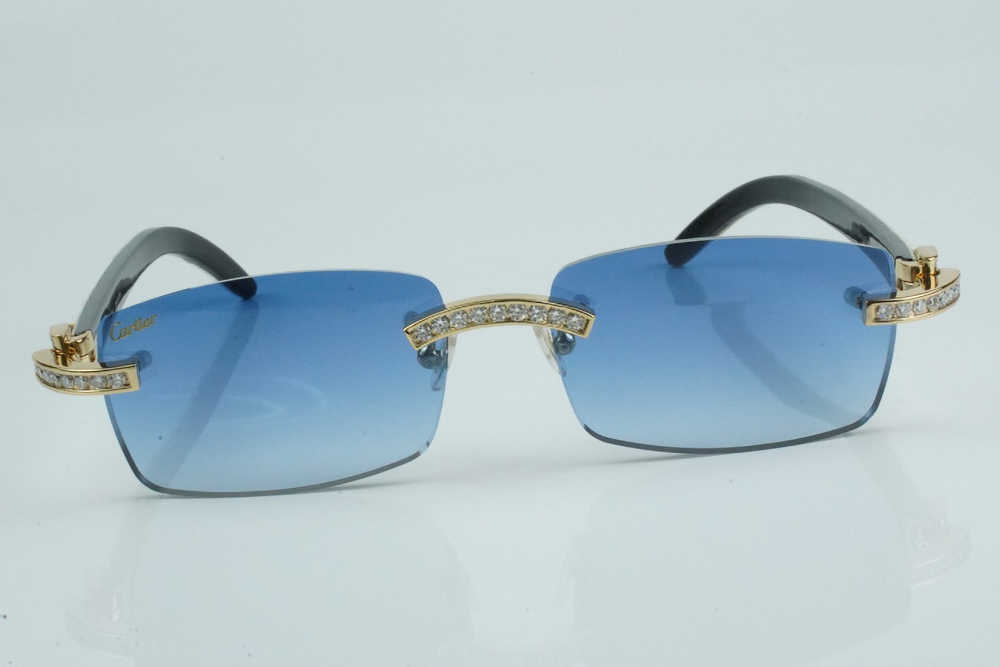 White Round Moissanite Diamond Carti White and Black Buffs (Blue Tint)