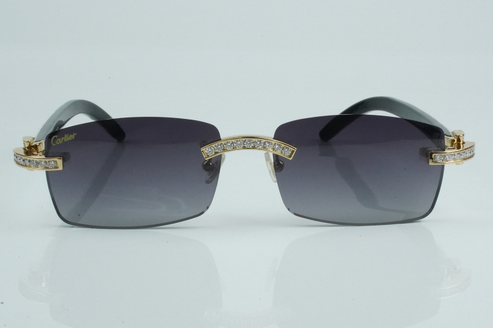 White Round Moissanite Diamond Carti White and Black Buffs (Black Tint)