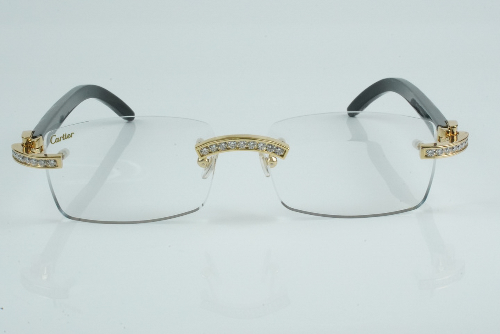 White Round Moissanite Diamond Carti Mixed Black Buffs (Crystal Clear Tint)