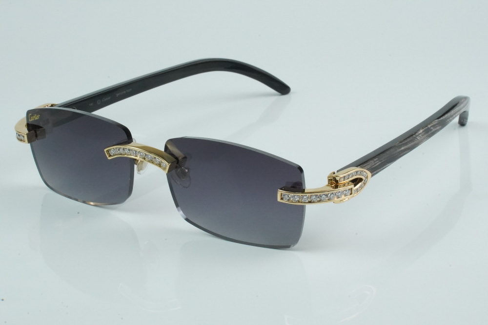 White Round Moissanite Diamond Carti Marbled Black Buffs (Black Tint)