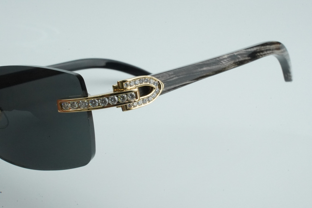 White Round Moissanite Diamond Carti Marbled Black Buffs (Black Tint)