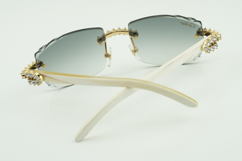 XL Diamond Carti All White Buffs (Diamond Cut/Grey Tint)