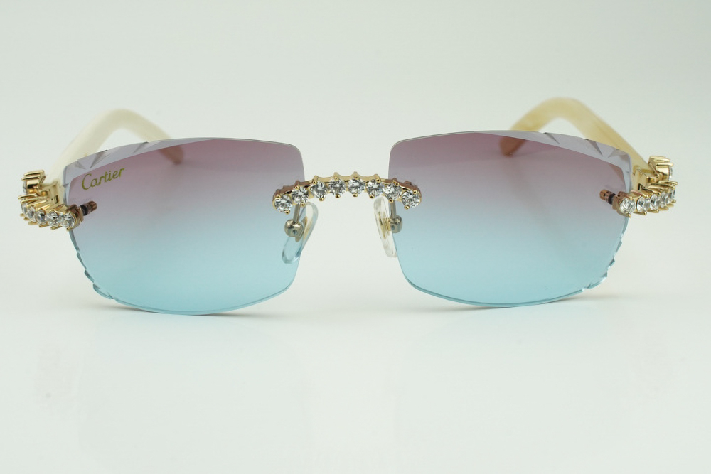 XL Diamond Carti All White Buffs (Diamond Cut/Purple and Blue Tint)
