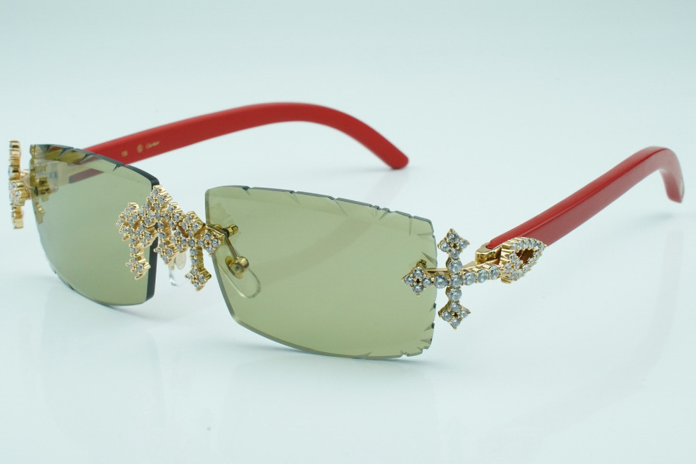 Diamond Tripple Cross Carti Red Woods (Tan Tint)