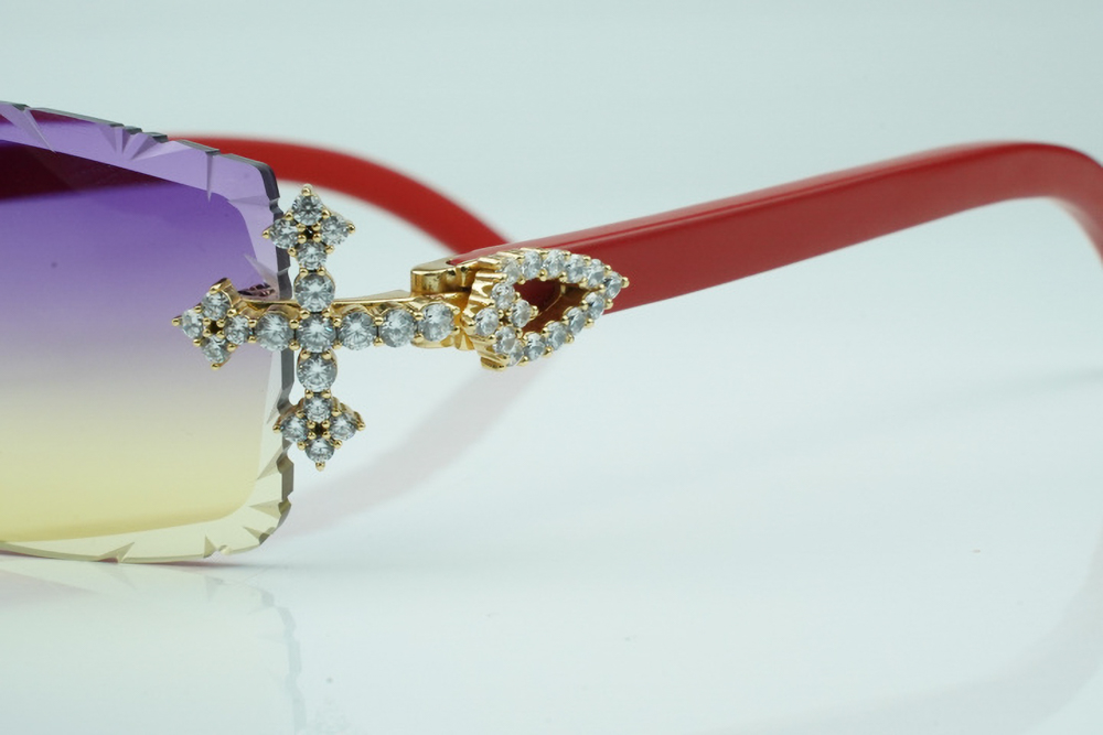 Diamond Tripple Cross Carti Red Woods (Purple and Tan Tint)
