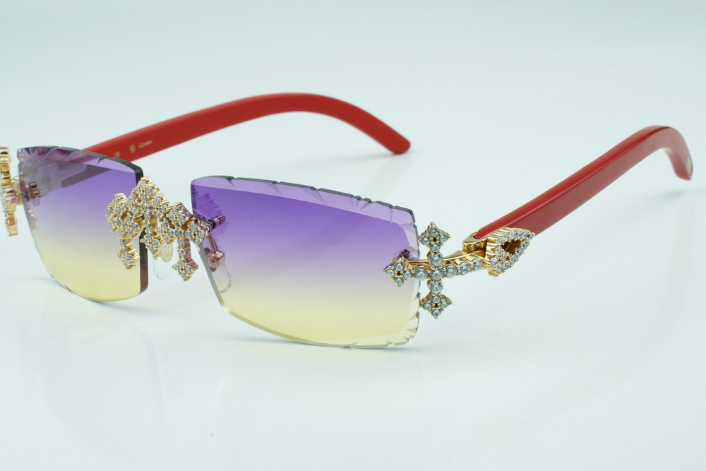 Diamond Tripple Cross Carti Red Woods (Purple and Tan Tint)
