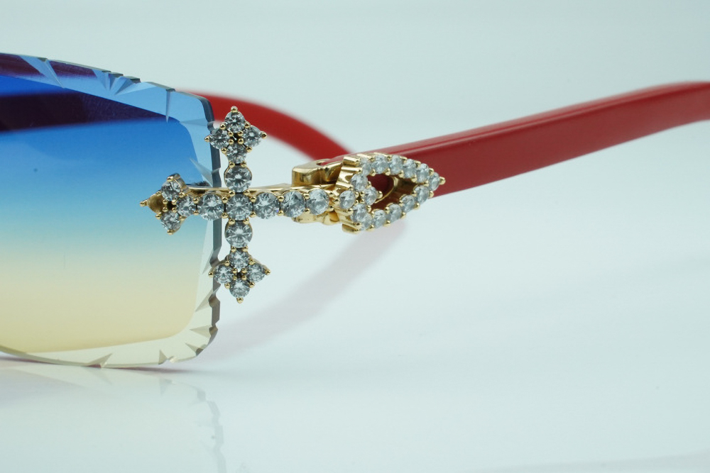 Diamond Tripple Cross Carti Red Woods (Blue and Tan Tint)