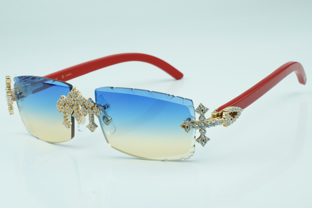 Diamond Tripple Cross Carti Red Woods (Blue and Tan Tint)