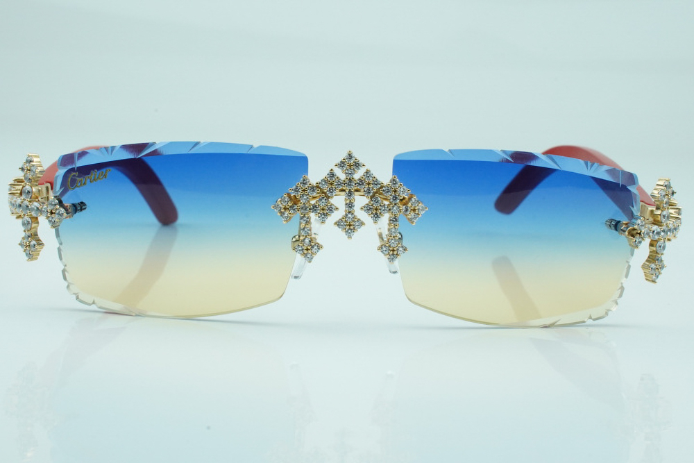 Diamond Tripple Cross Carti Red Woods (Blue and Tan Tint)