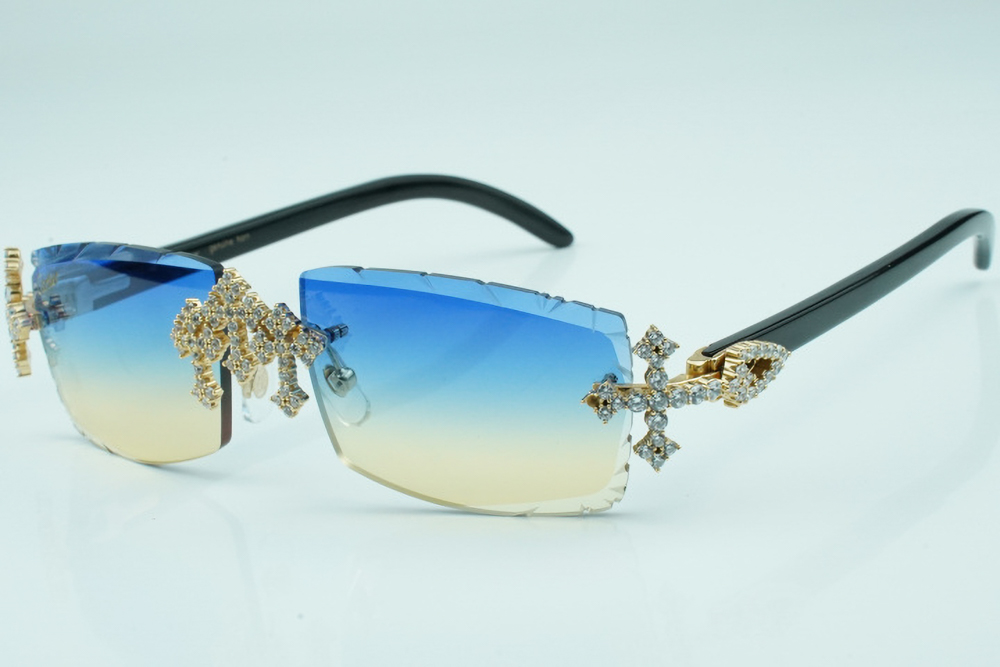 Diamond Tripple Cross Carti All Black Buffs (Blue and Tan Tint)