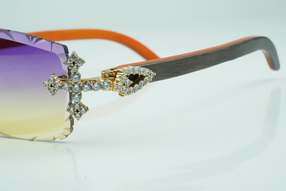 Diamond Tripple Cross Carti Orange and Black Woods (Purple and Tan Tint)