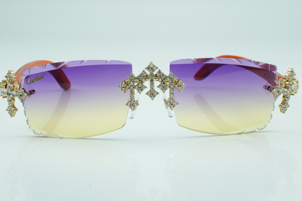 Diamond Tripple Cross Carti Orange and Black Woods (Purple and Tan Tint)