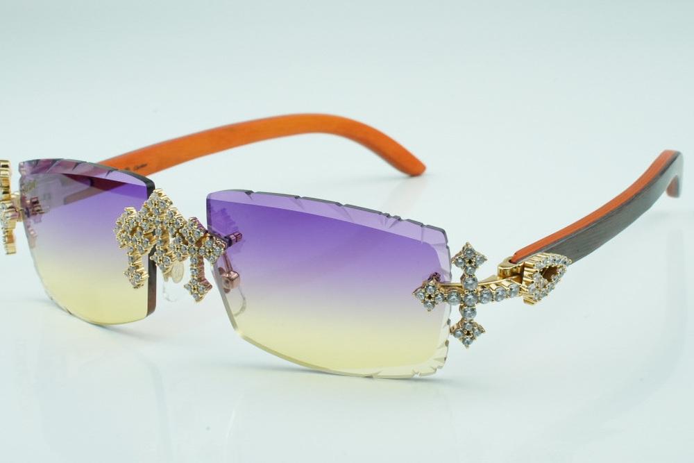 Diamond Tripple Cross Carti Orange and Black Woods (Purple and Tan Tint)