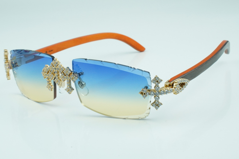 Diamond Tripple Cross Carti Orange and Black Woods (Blue and Tan Tint)