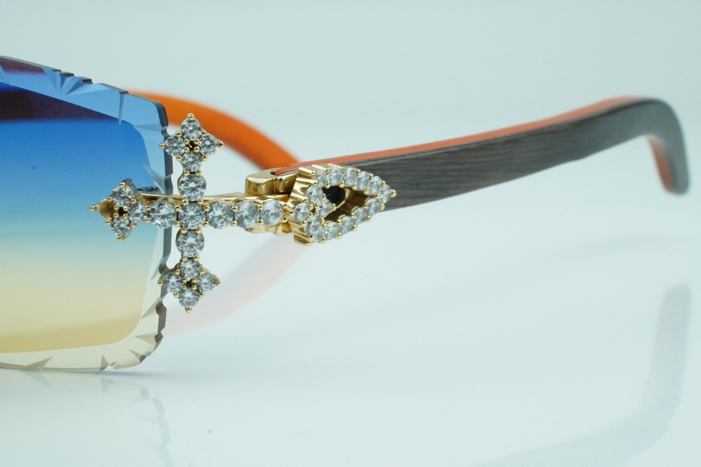 Diamond Tripple Cross Carti Orange and Black Woods (Blue and Tan Tint)