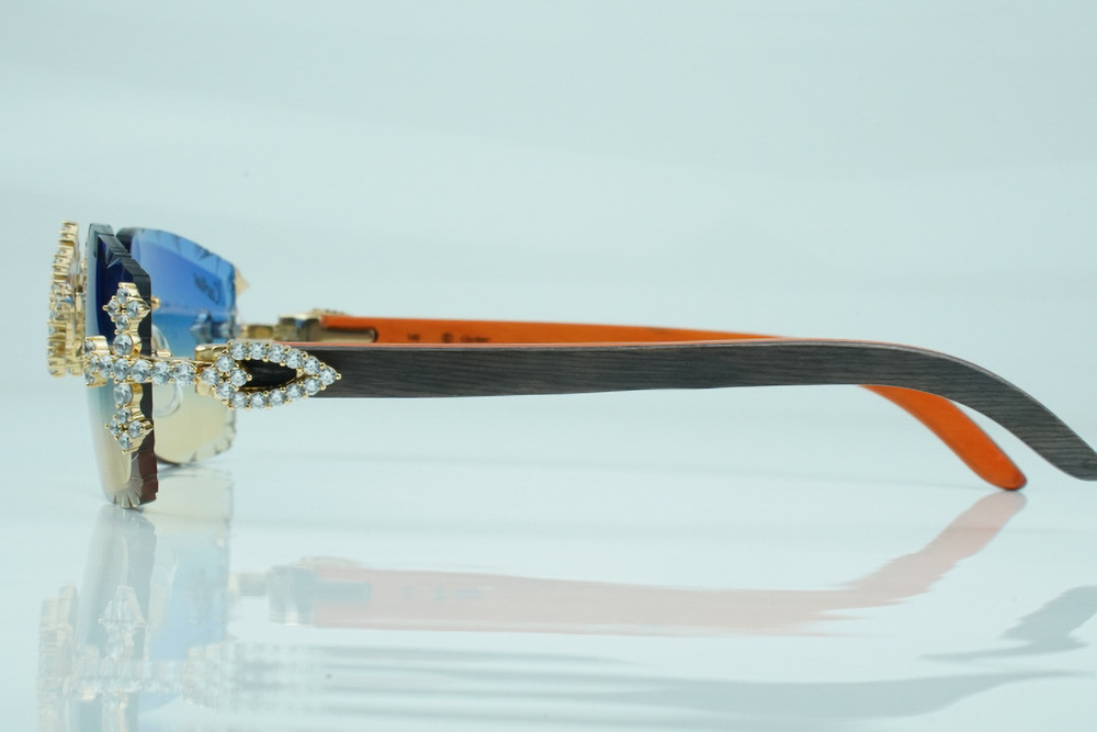Diamond Tripple Cross Carti Orange and Black Woods (Blue and Tan Tint)