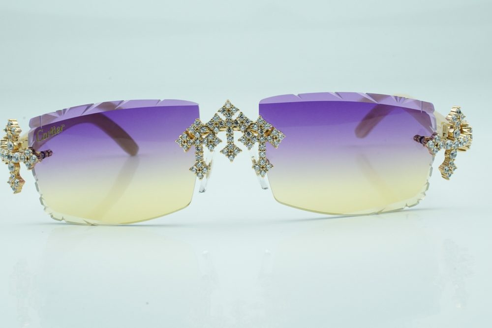 Diamond Tripple Cross Carti All White Buffs (Purple and Tan Tint)