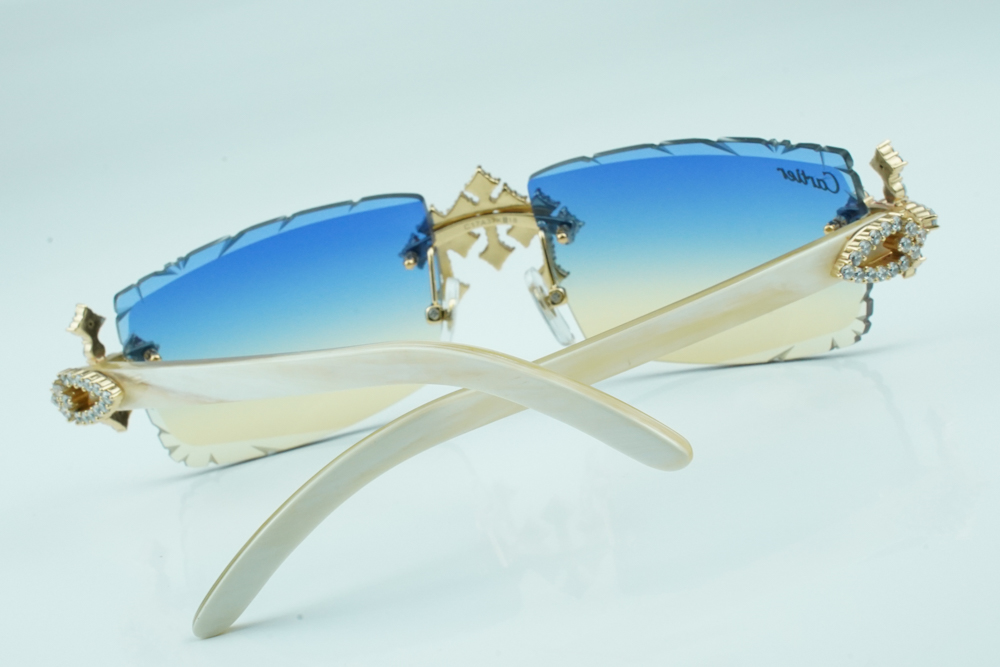 Diamond Tripple Cross Carti All White Buffs (Blue and Tan Tint)