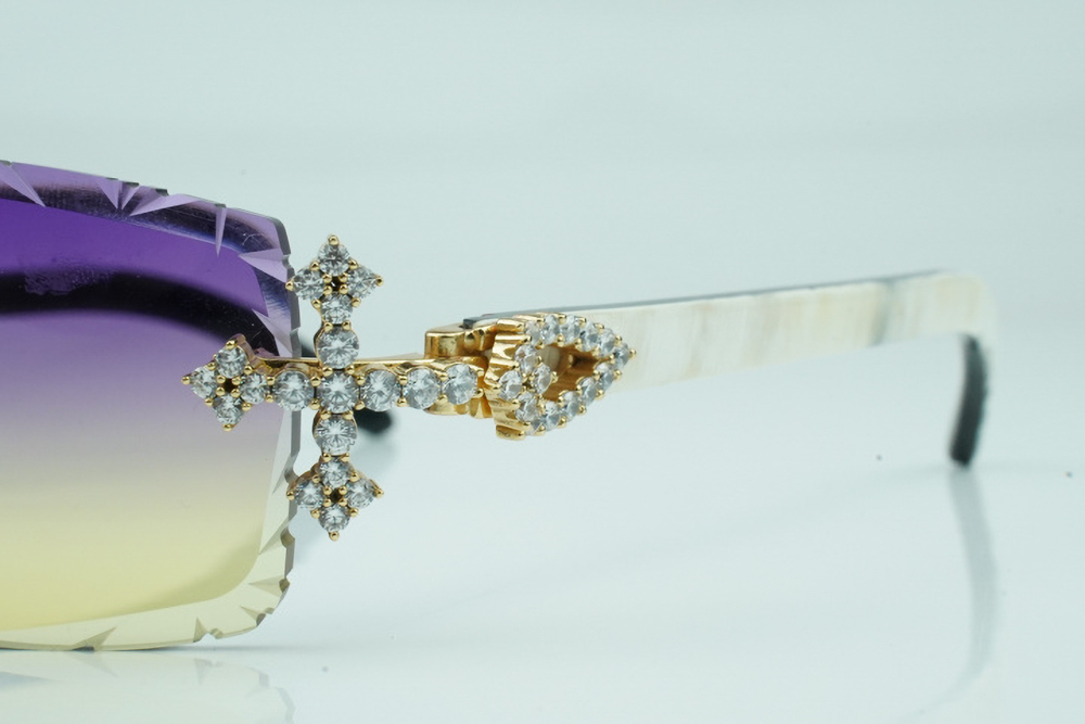 Diamond Tripple Cross Carti White and Black Buffs (Purple and Tan Tint)