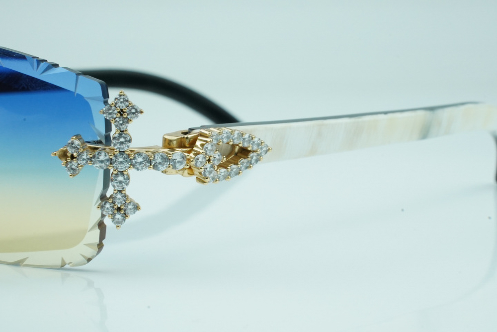 Diamond Tripple Cross Carti White and Black Buffs (Blue and Tan Tint)