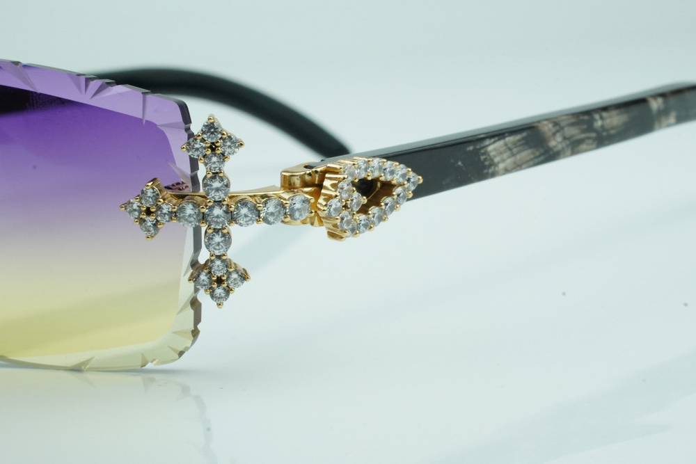 Diamond Tripple Cross Carti Marbled Black Buffs (Purple and Tan Tint)