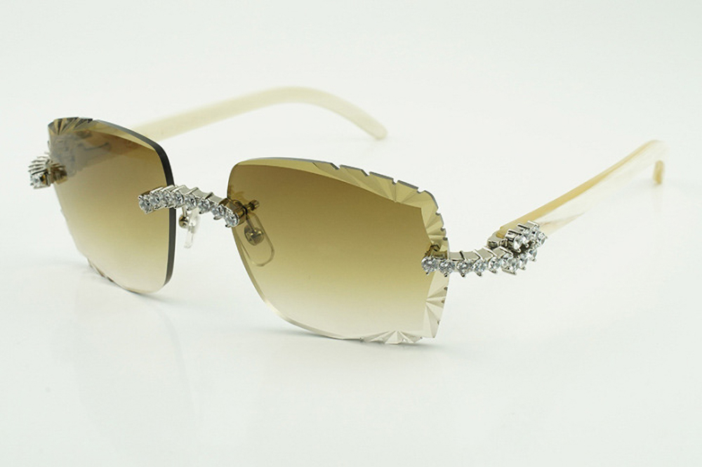 XL Diamond Carti All White Buffs (Diamond Cut/Brown Tint)