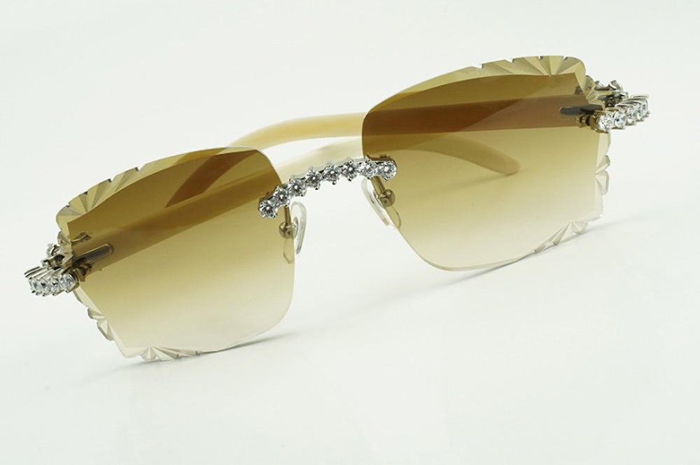 XL Diamond Carti All White Buffs (Diamond Cut/Brown Tint)