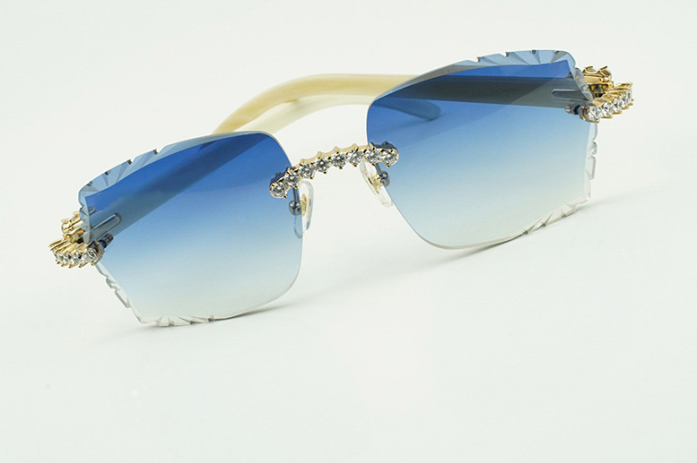 XL Diamond Carti All White Buffs (Diamond Cut/Blue Tint)