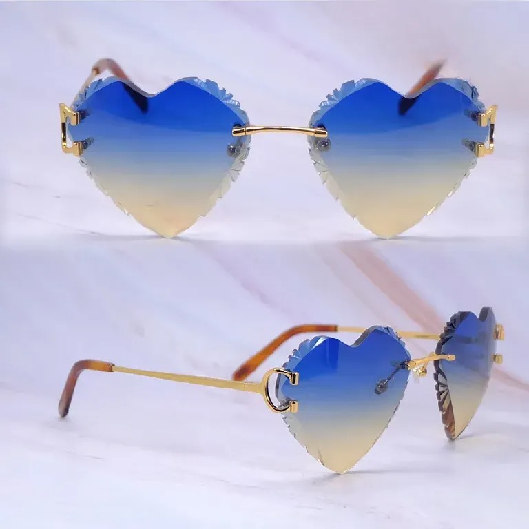 Heart Shaped Carti Big C Wires (Diamond Cut /Blue and Tan Tint)