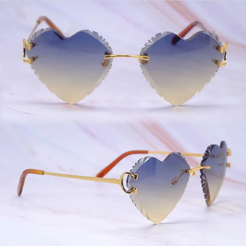 Heart Shaped Carti Big C Wires (Diamond Cut /Dark Blue and Tan Tint)