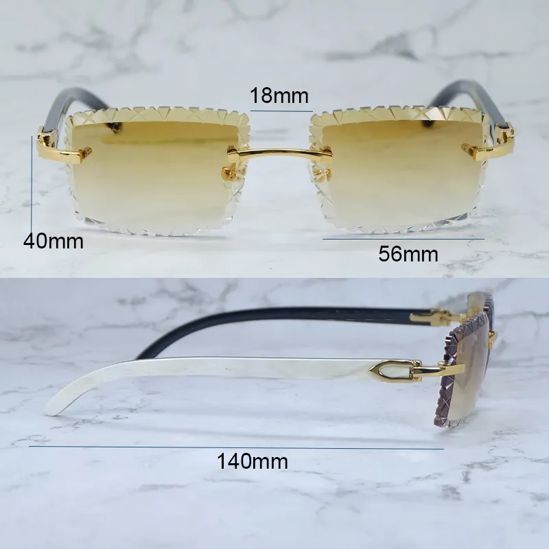 Shark Cut Carti White and Black Marble Buffs with White Moissanite Diamonds (Brown Tint)