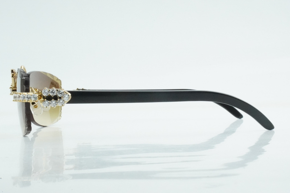 Custom Carti Buffs – Diamond Cut Brown Tint | Marbled Black Horn with Custom Letter Design