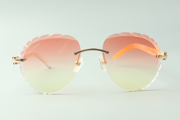 Aviator Carti All White Buffs (Diamond Cut/ Pink Tint)